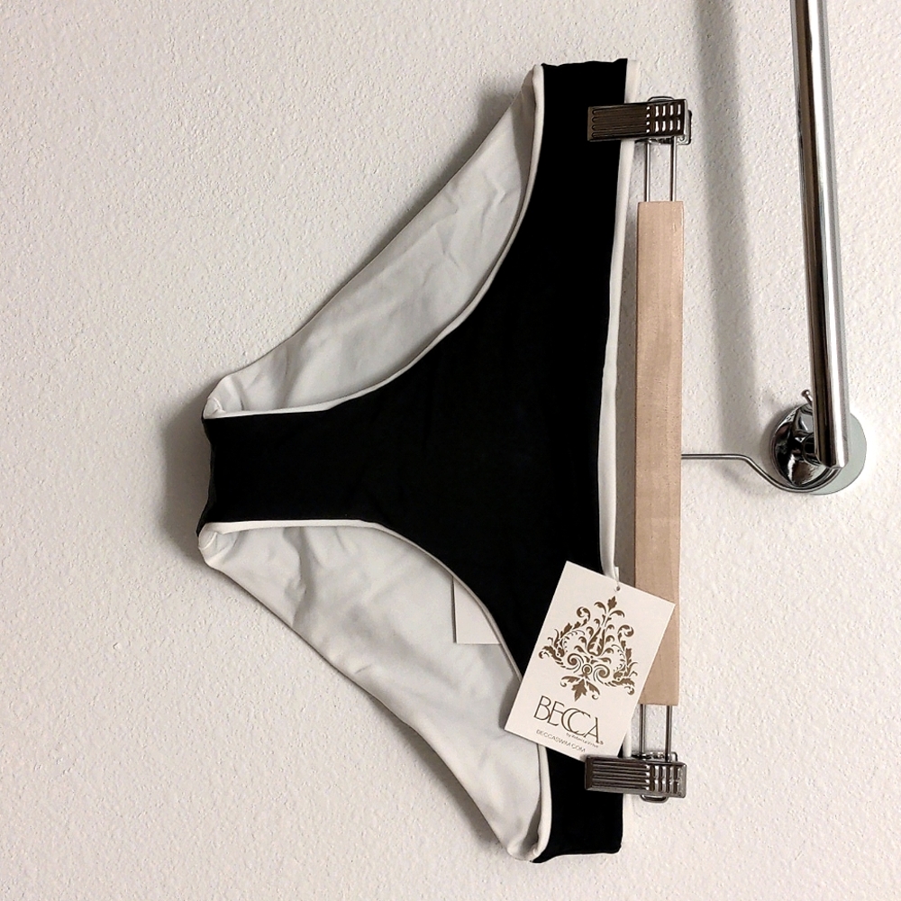 Becca low rise black bikini bottom, size M, nwt